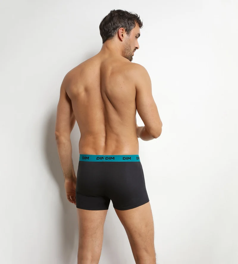 3er-Pack schwarze Boxershorts für Herren mit farbigem Bund Caméléon Mix & Colors