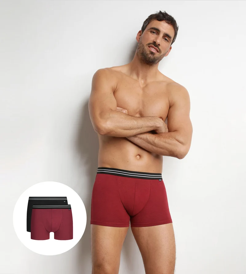 2er-Pack Boxershorts für Herren aus Stretch-Baumwolle Rot EcoDim