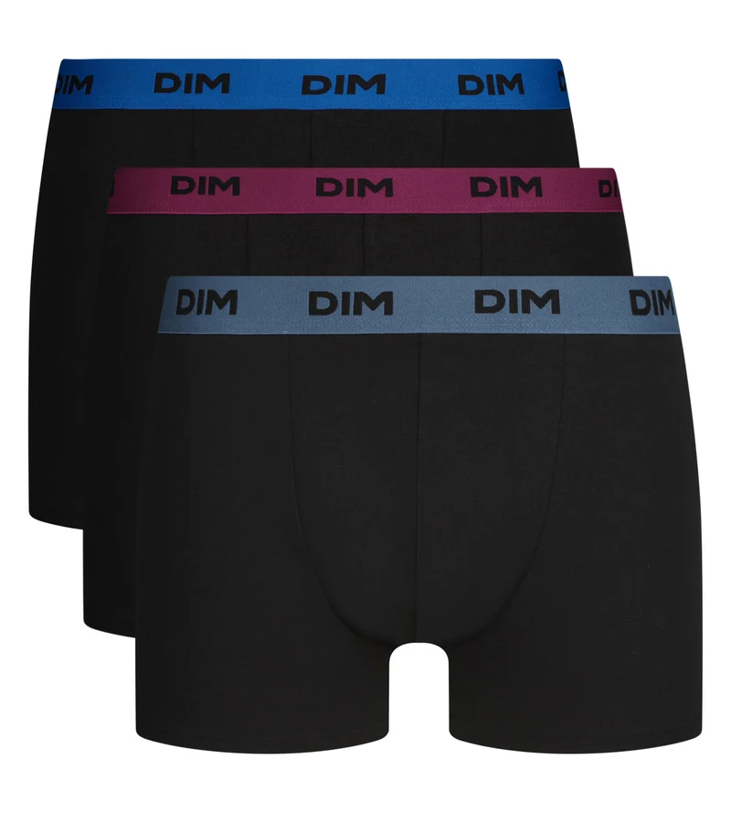 3er-Pack schwarze Boxershorts für Männer mit farbigem Bund Retro Mix & Colors