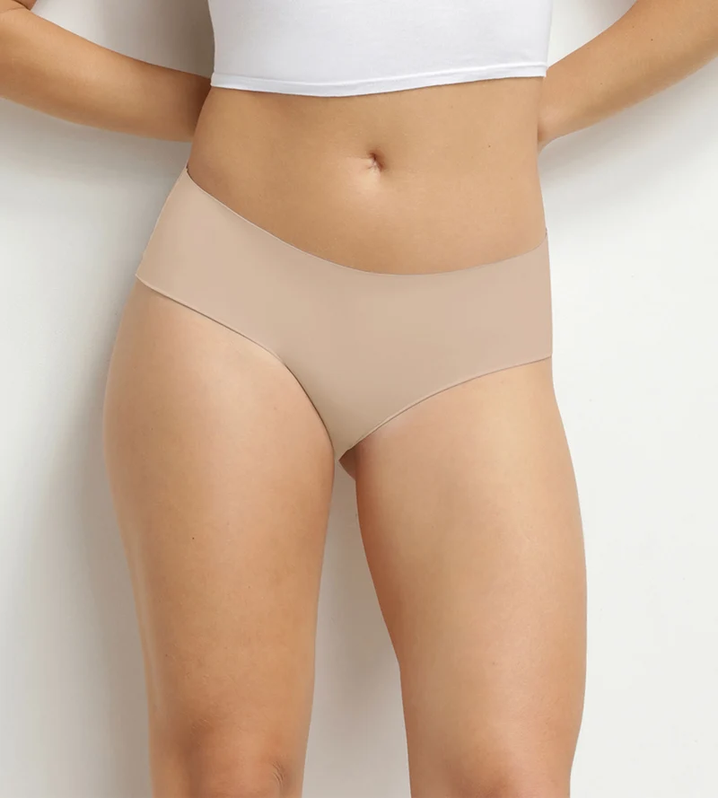 Unsichtbarer Slip mit hoher Taille für Damen aus Mikrofaser Nude Dim