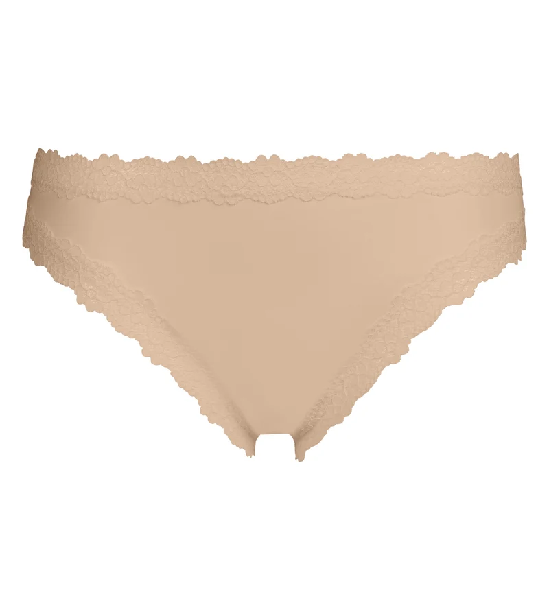 Unsichtbarer Damen-Slip aus Mikrofaser und Spitze Nude Dim