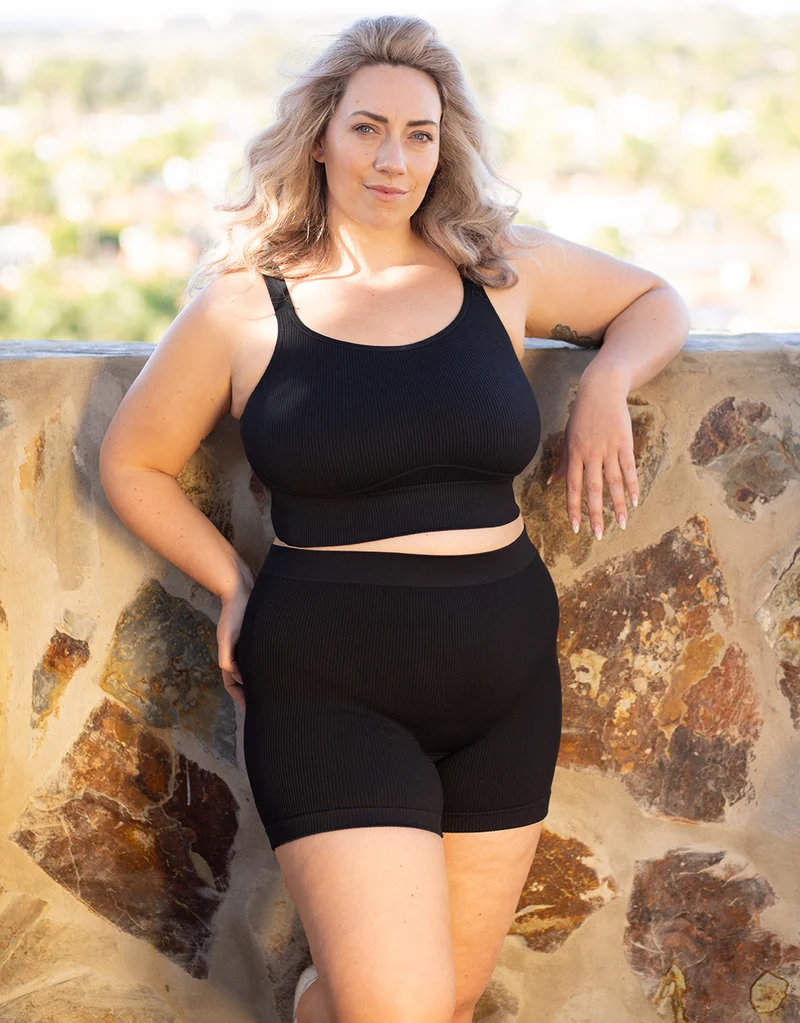 High-Waist-Shorts-Set 2x Freeda Black/Sand