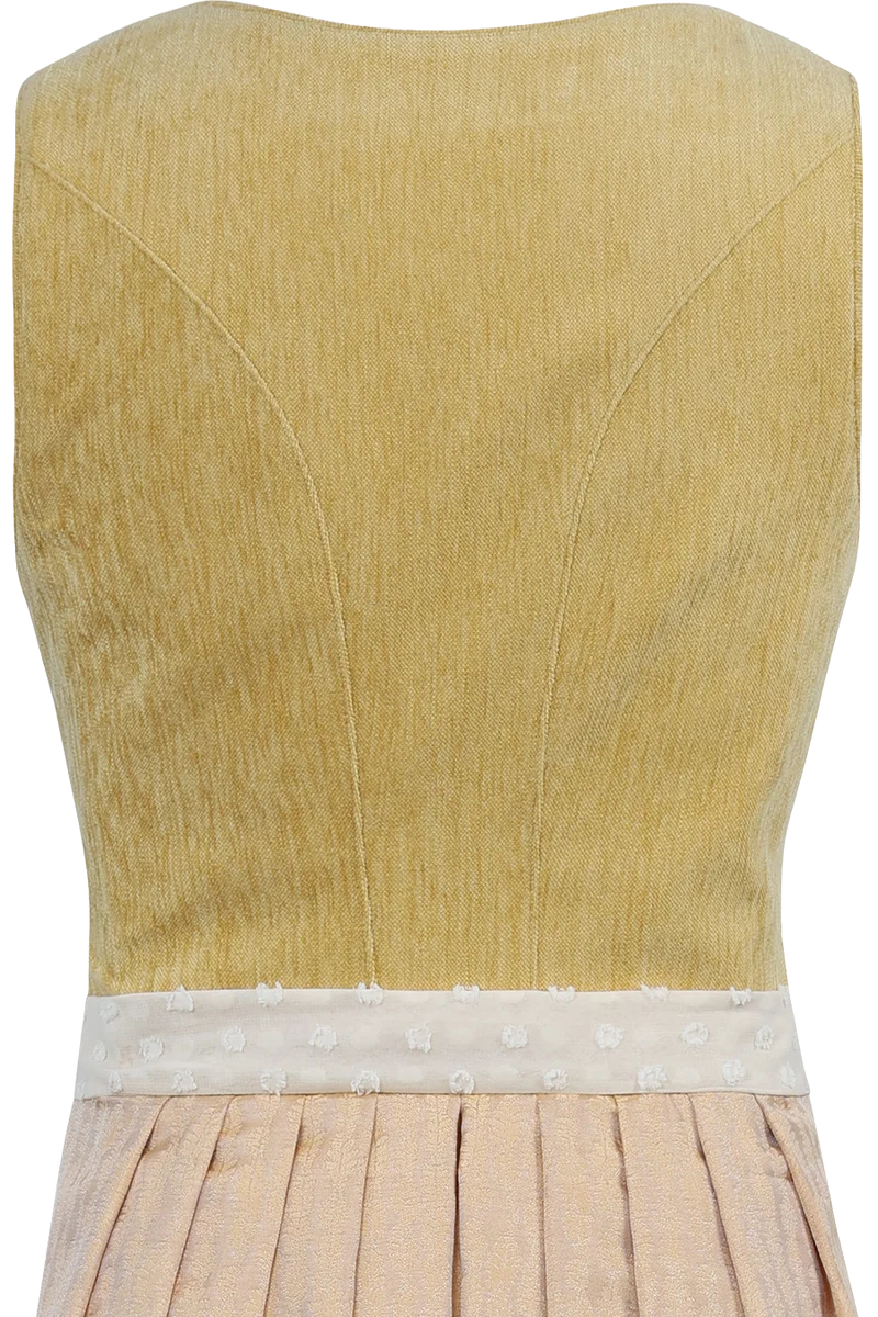 Midi-Samtdirndl mit gepunkteter Chiffonschürze