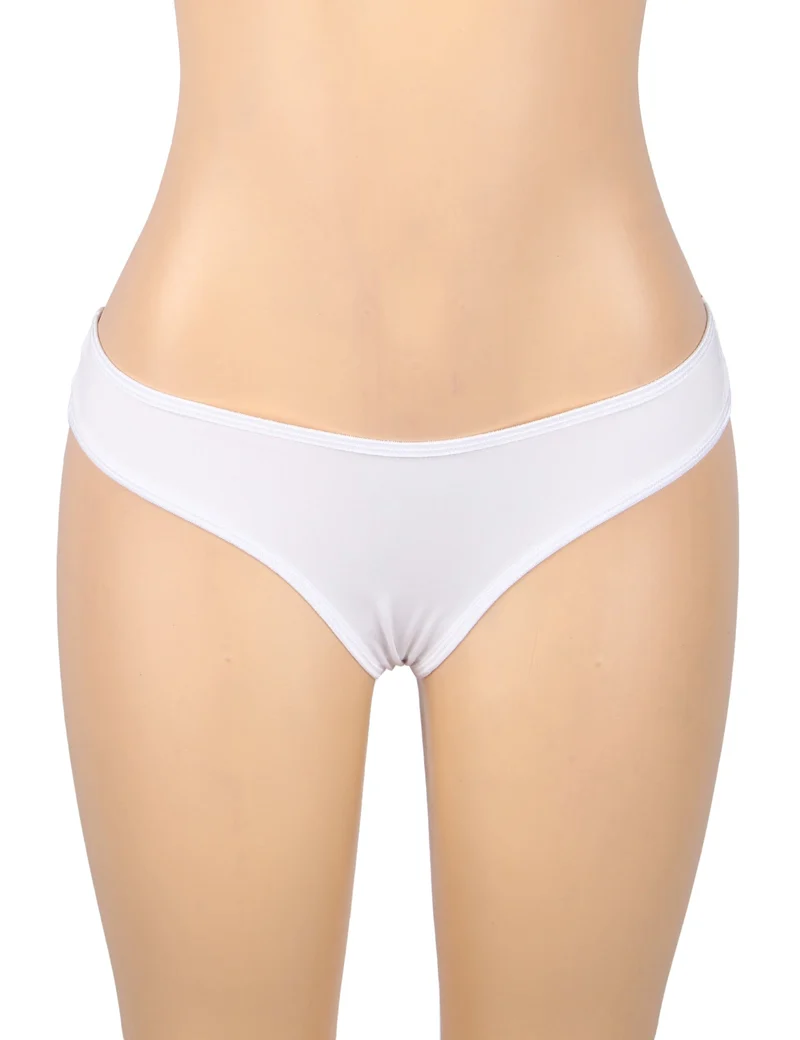 Weißer Milchseiden-Slip – Spitze und Cut-Out-Rücken mit Baumwollfutter