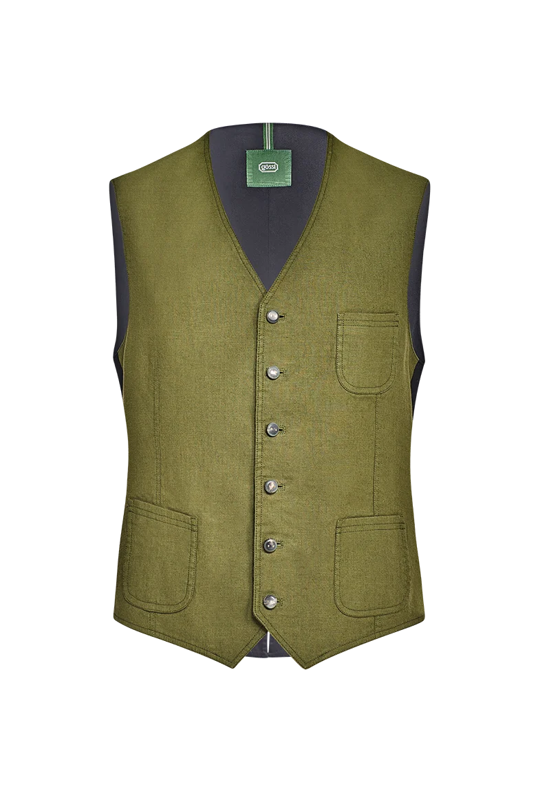 Vorpatiniertes Gilet aus Baumwolle/Leinen
