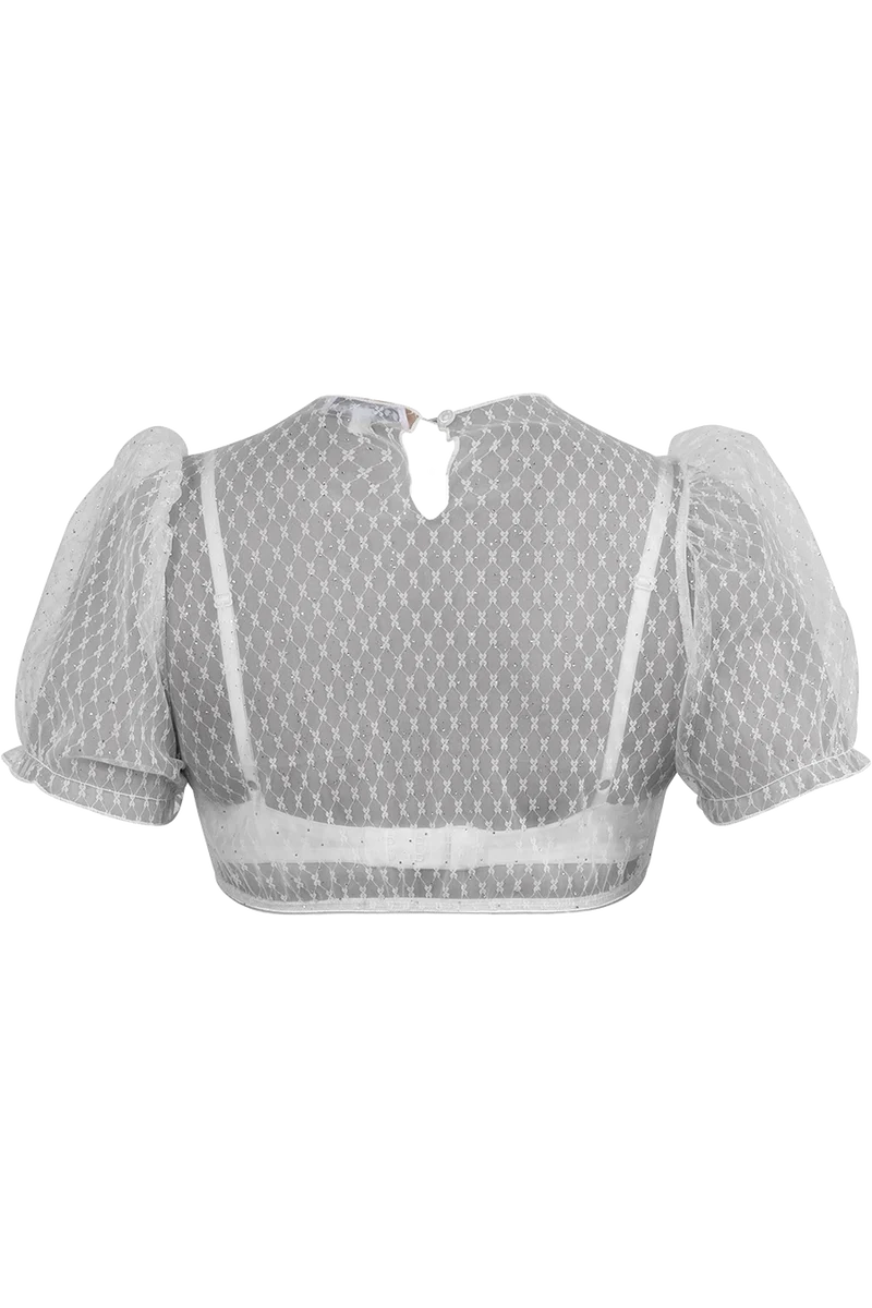 Transparente Dirndlbluse mit Strasssteinchen - offwhite