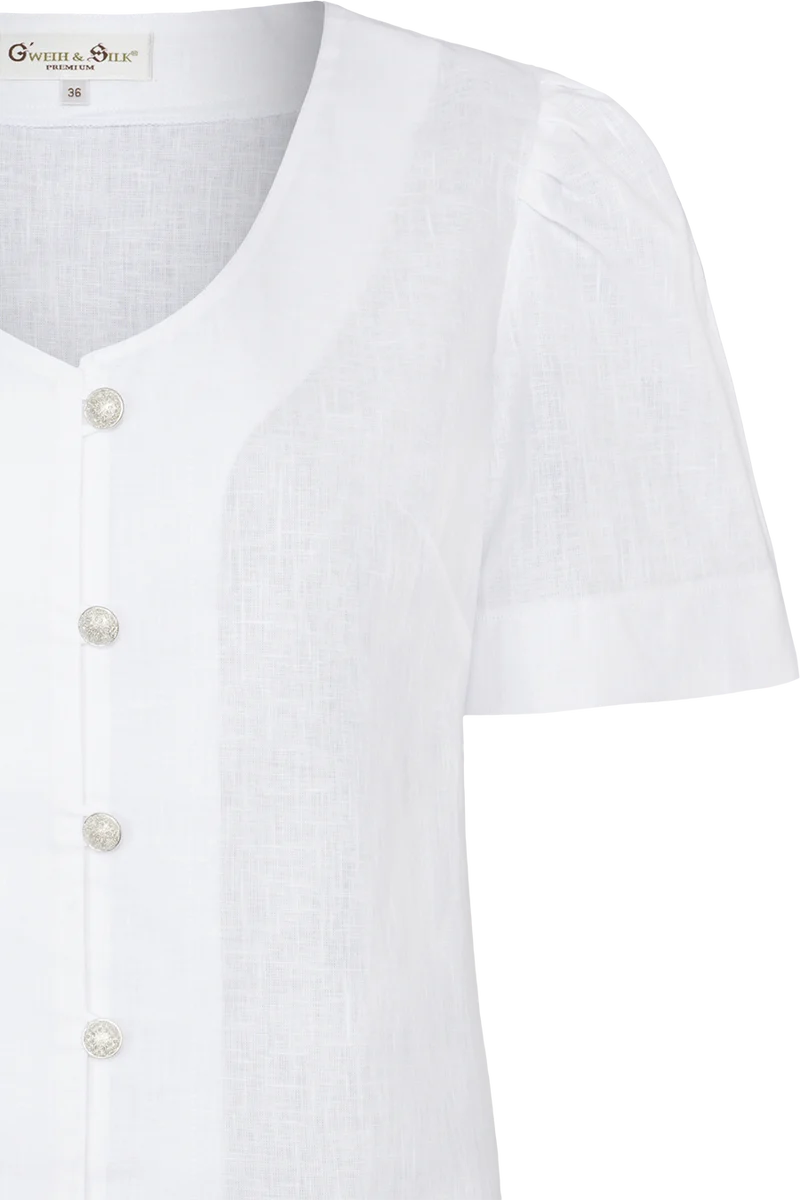 Damen Miederbluse mit Kurzarm - weiß