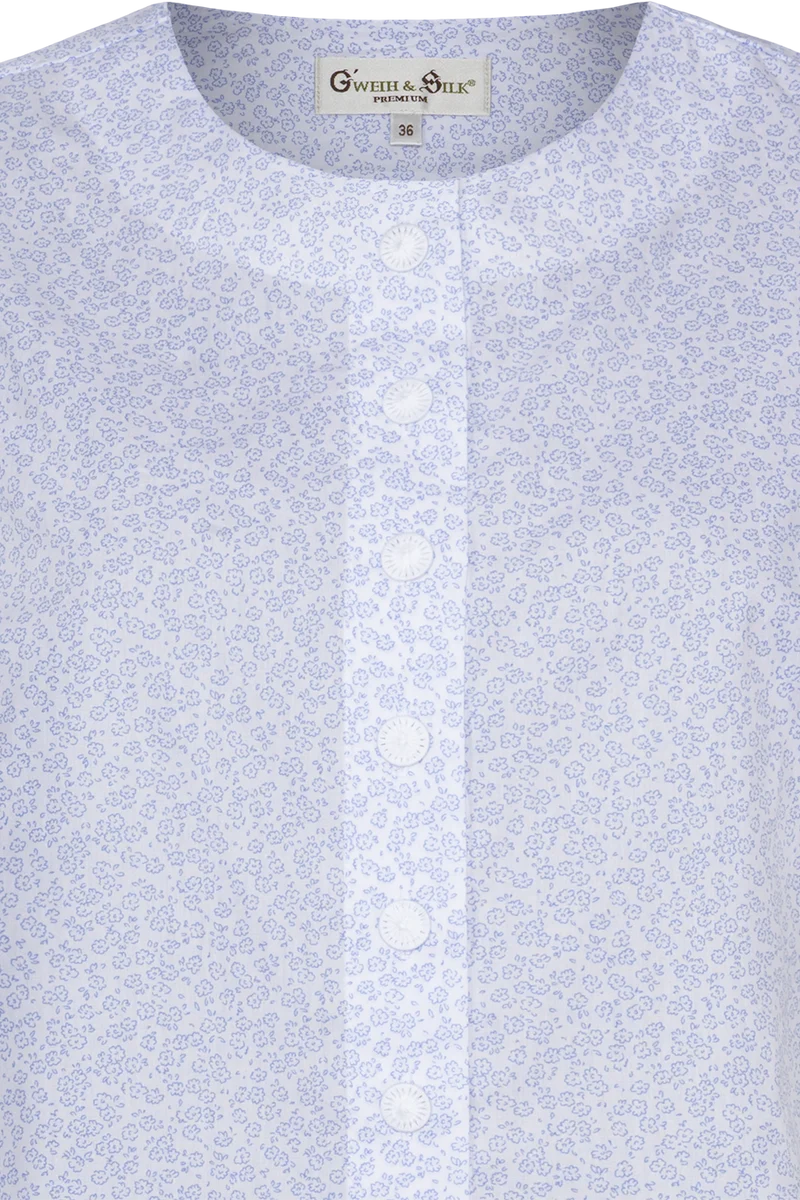 Damen Bluse mit floralem Druck und Ballonärmel - blau