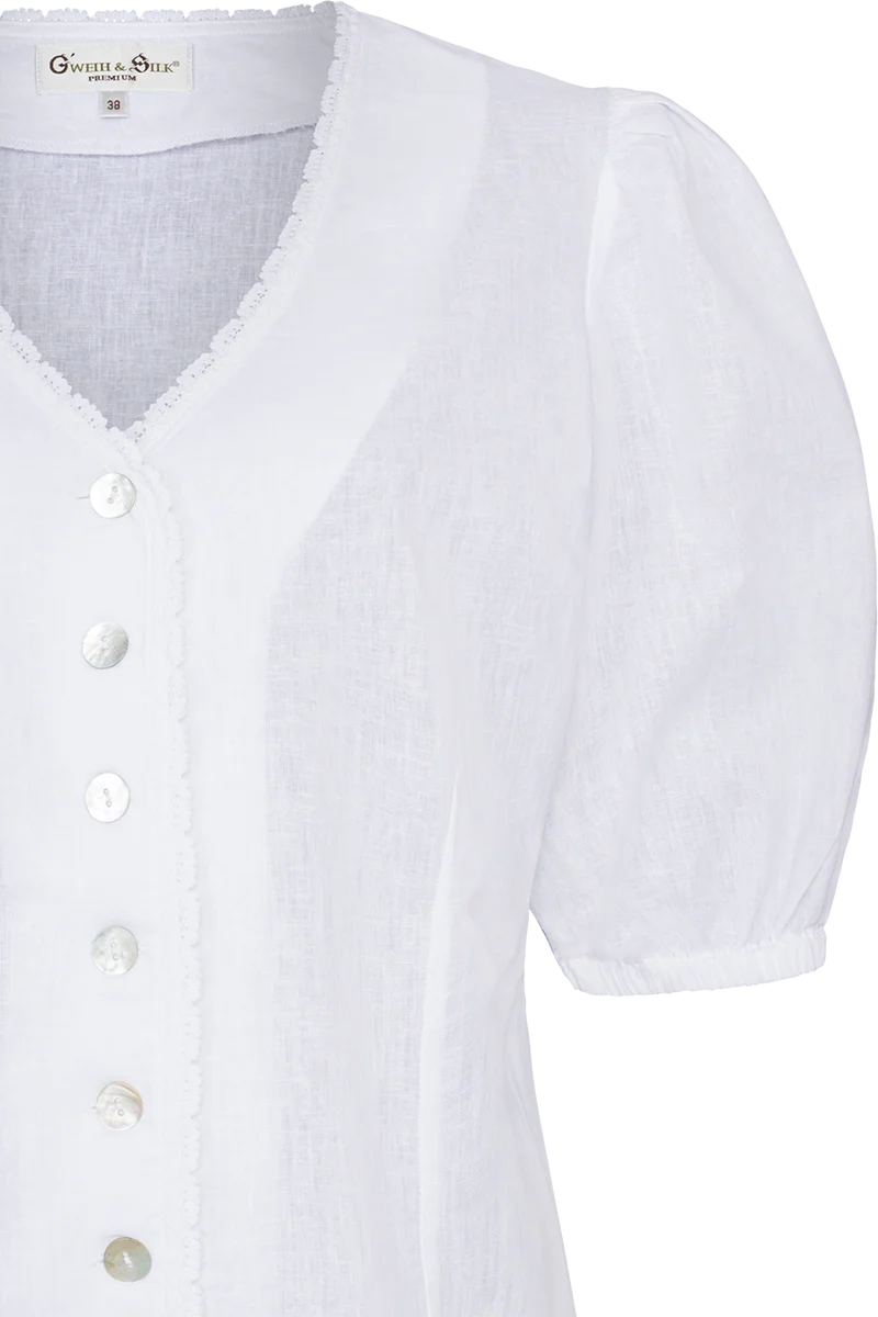 Damen Trachtenbluse mit Leinenanteil - weiß