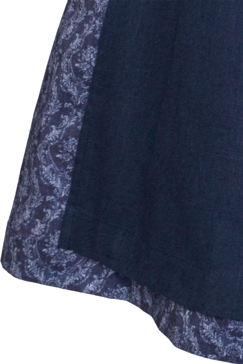 Baumwolldirndl Midi mit Samtmieder und Flügelärmel - marine