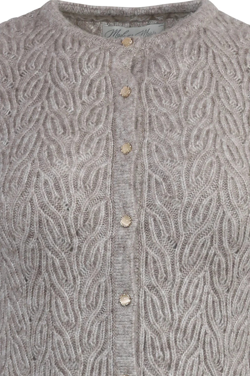 Damen Trachtenjacke mit Strickmuster und weiten Ärmeln - beige melange
