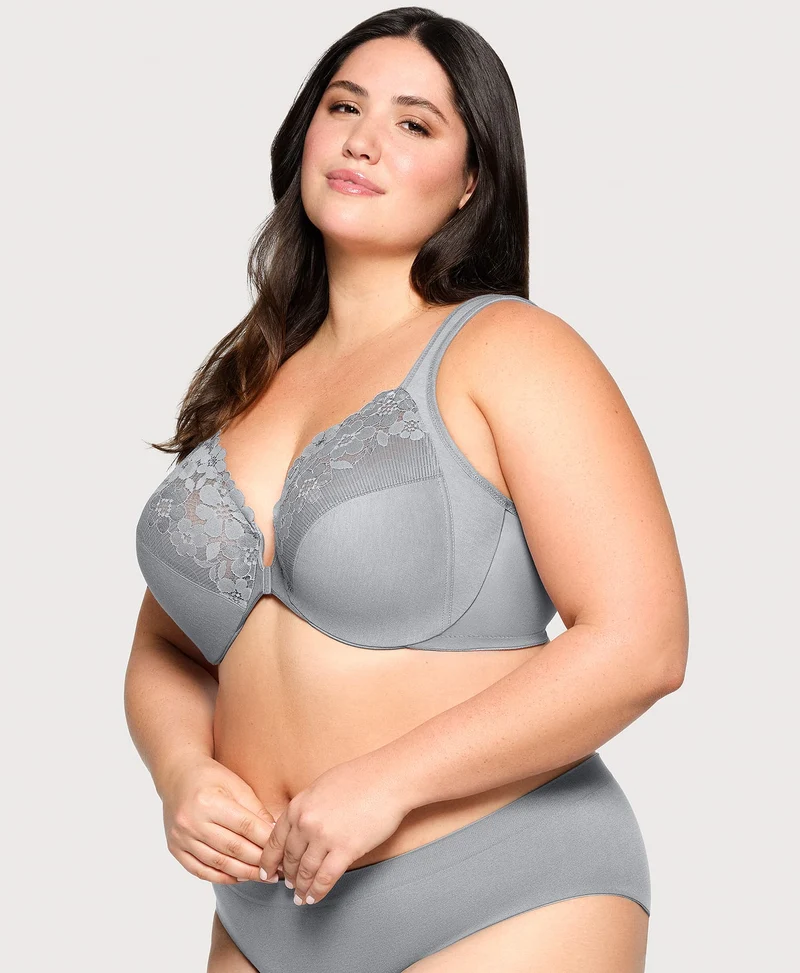 Front-Closure Cotton WonderWire Bra Silver