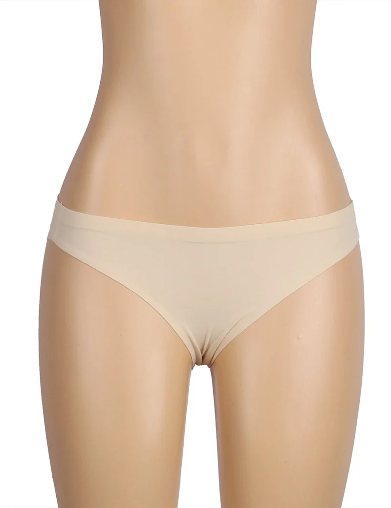 Beigefarbener, weicher, nahtloser Triangel-Slip – reibungsfrei und atmungsaktiv