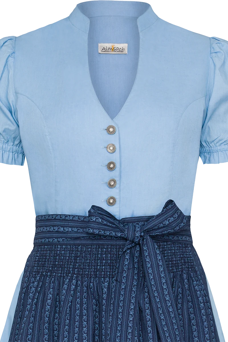 Dirndl aus Baumwolle mit Puffärmel - hellblau