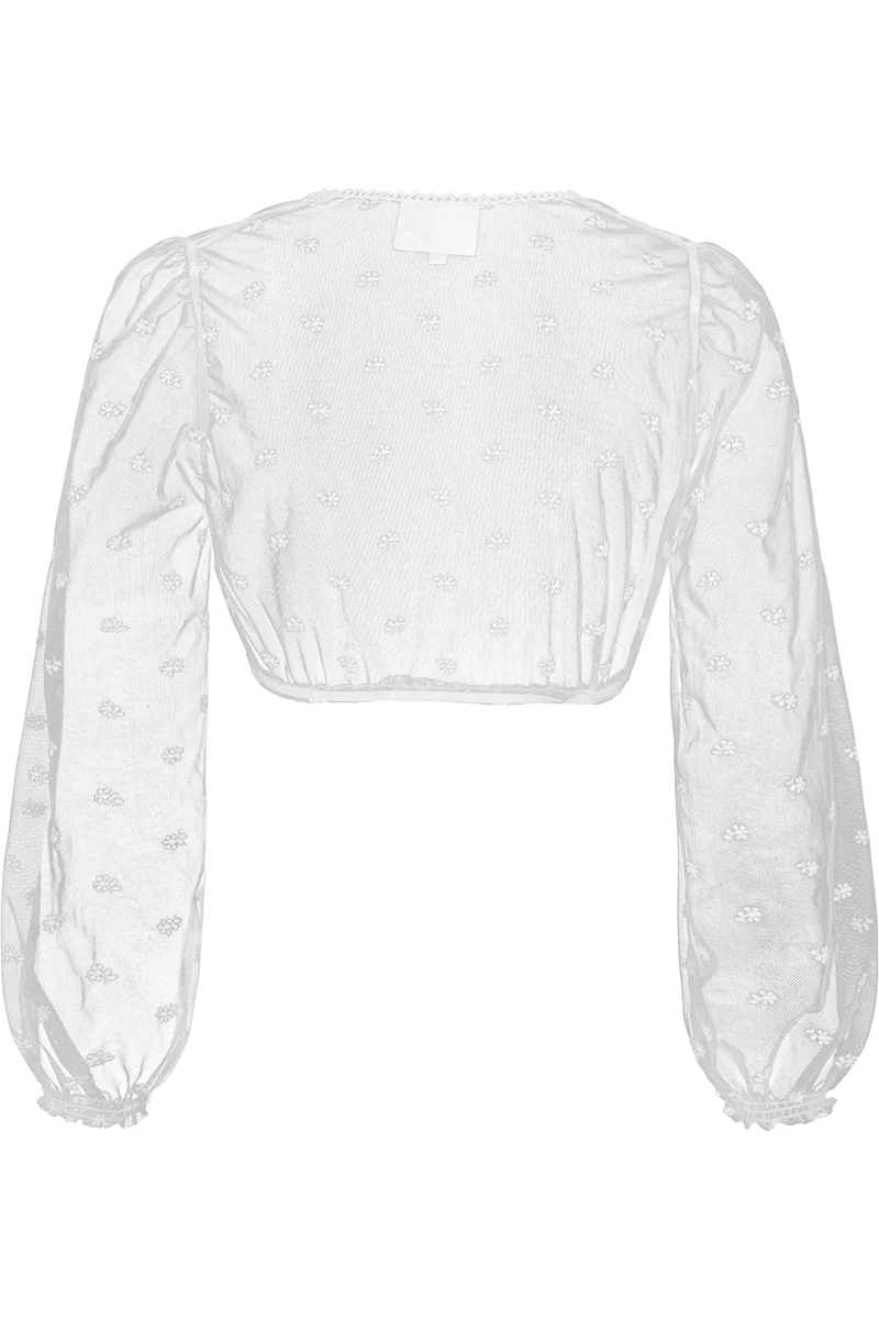 Dirndlbluse aus Tüll mit Blüstenstickerei
