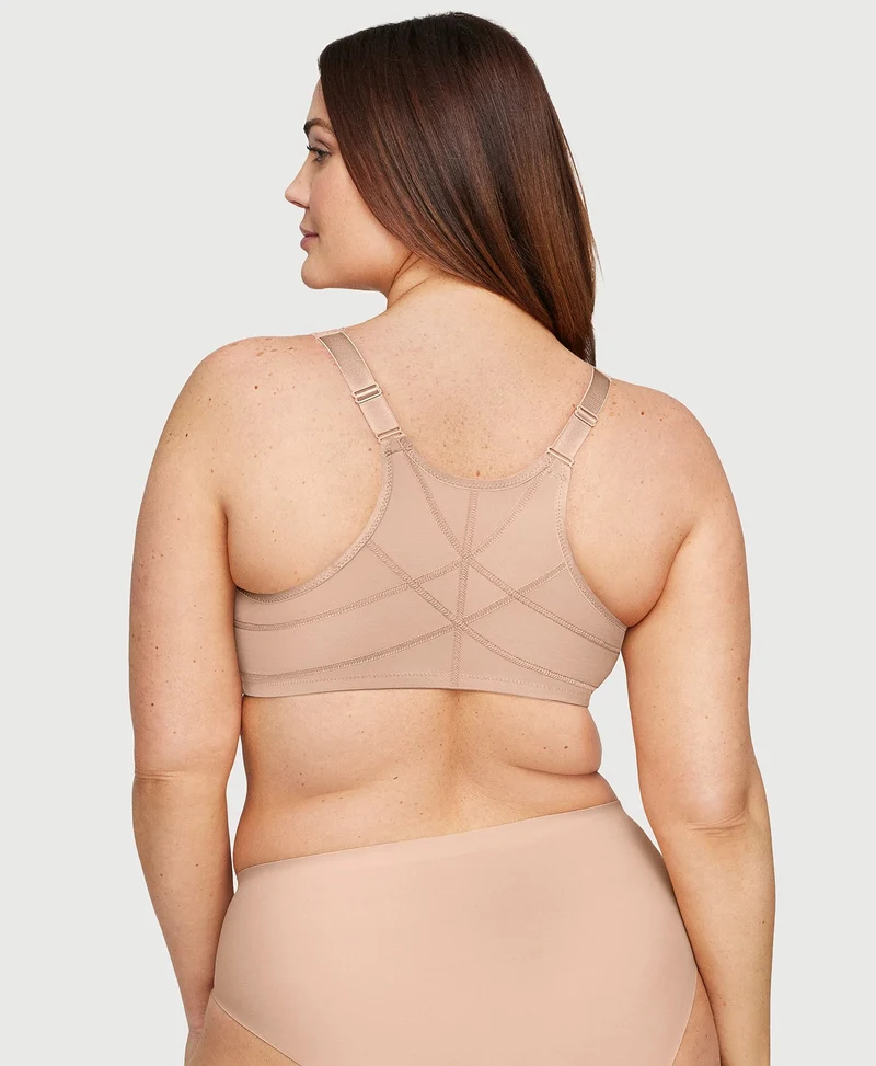 Front-Closure Stretch Lace Posture Back WonderWire Bra Cafe