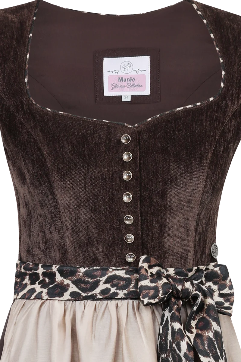Midi-Leodirndl mit abnehmbaren Flügelärmeln Oberhofen - espresso