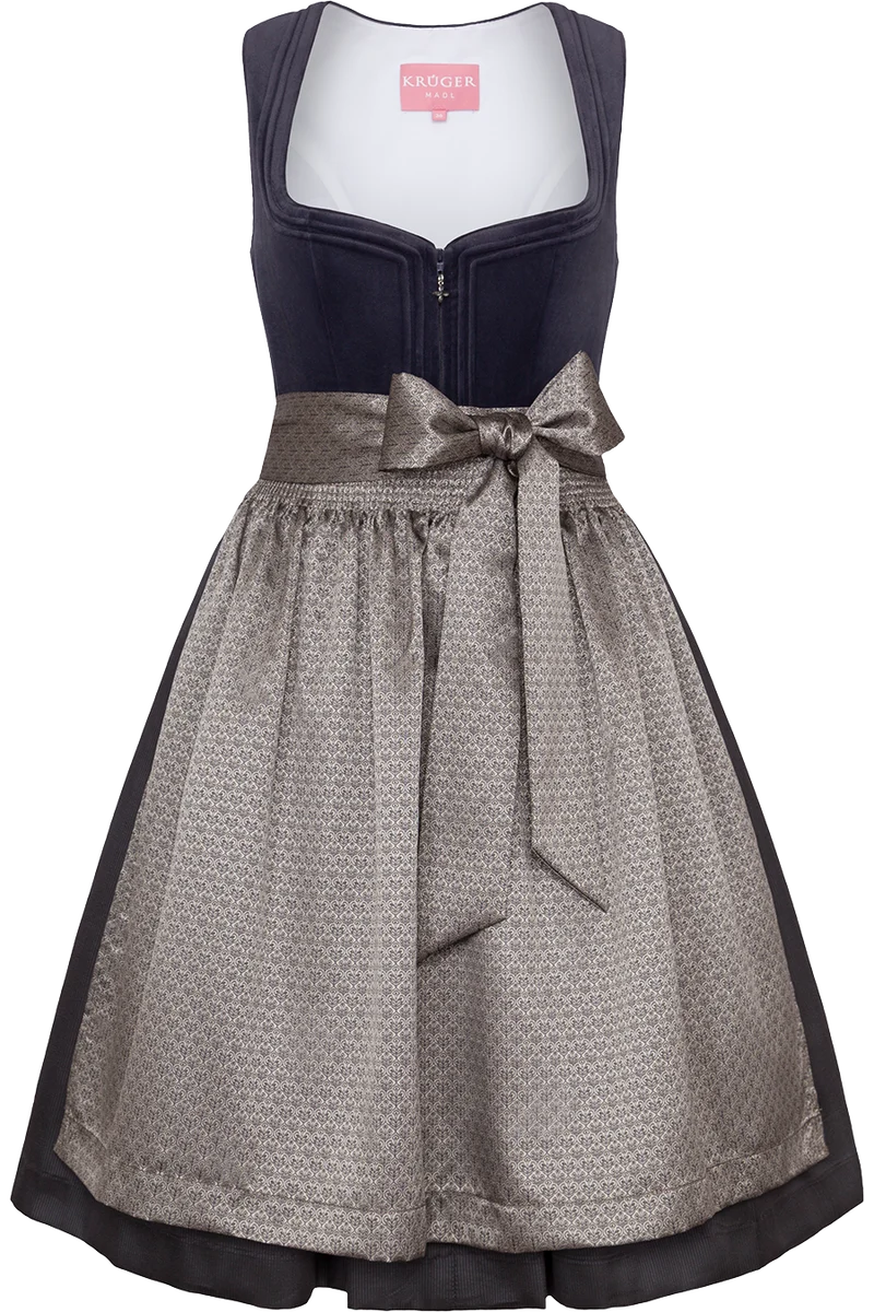 Kurzes Samtdirndl mit Jacquardschürze