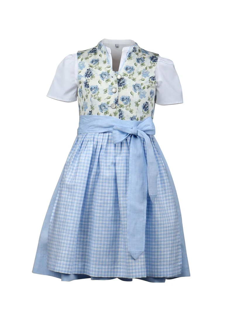 Kinderdirndl Rosendruck mit Karo-Schürze