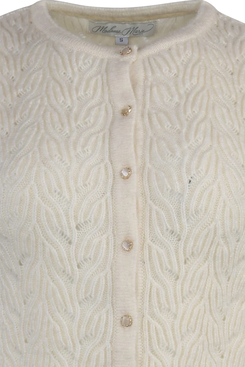 Damen Dirndljacke mit erhabenem Strickmuster - seidenweiß