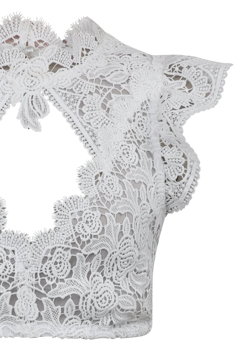 Dirndlbluse aus Tüll und floraler Spitze