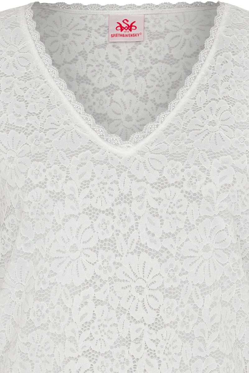 Damen Spitzenshirt mit V-Ausschnitt