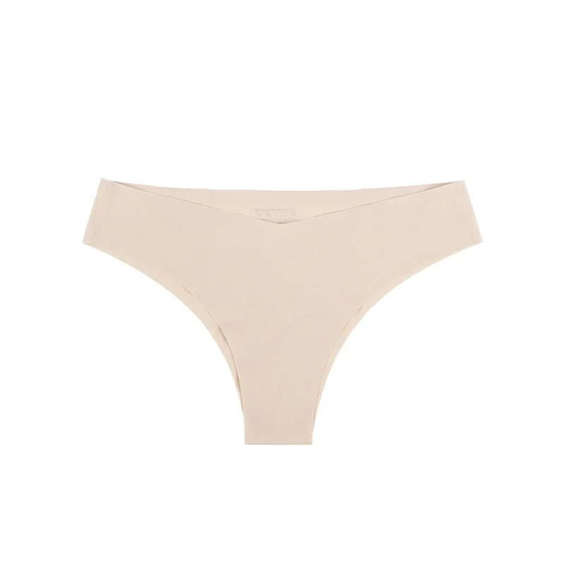 Nahtloser Triangel-Slip in Nude – V-förmiger Bund, Nylon-Bademodenstoff & verstellbarer Beinausschnitt