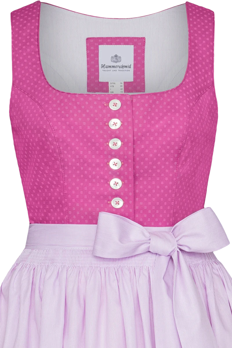 Langes Baumwolldirndl mit Streublumenmuster - rosa gemustert