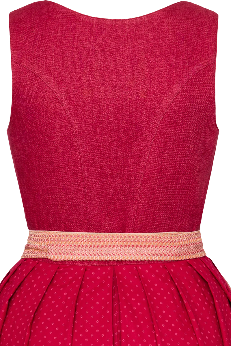 Langes Dirndl mit Leinenmieder und Herzausschnitt