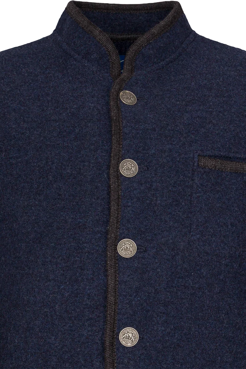 Herren Schurwolljacke mit Stehkragen - marine/anthra