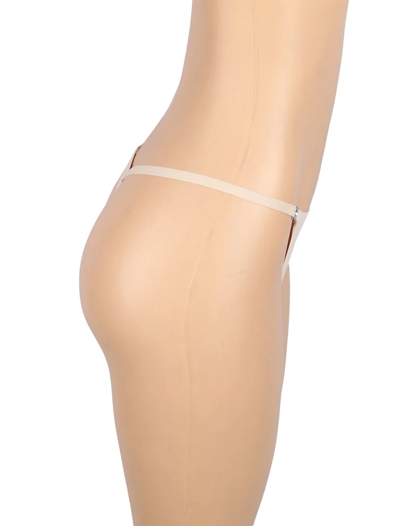 Nahtloser Slip in Nude – Strassbesatz an der Seite, Bademodenstoff & verstellbarer Beinabschluss