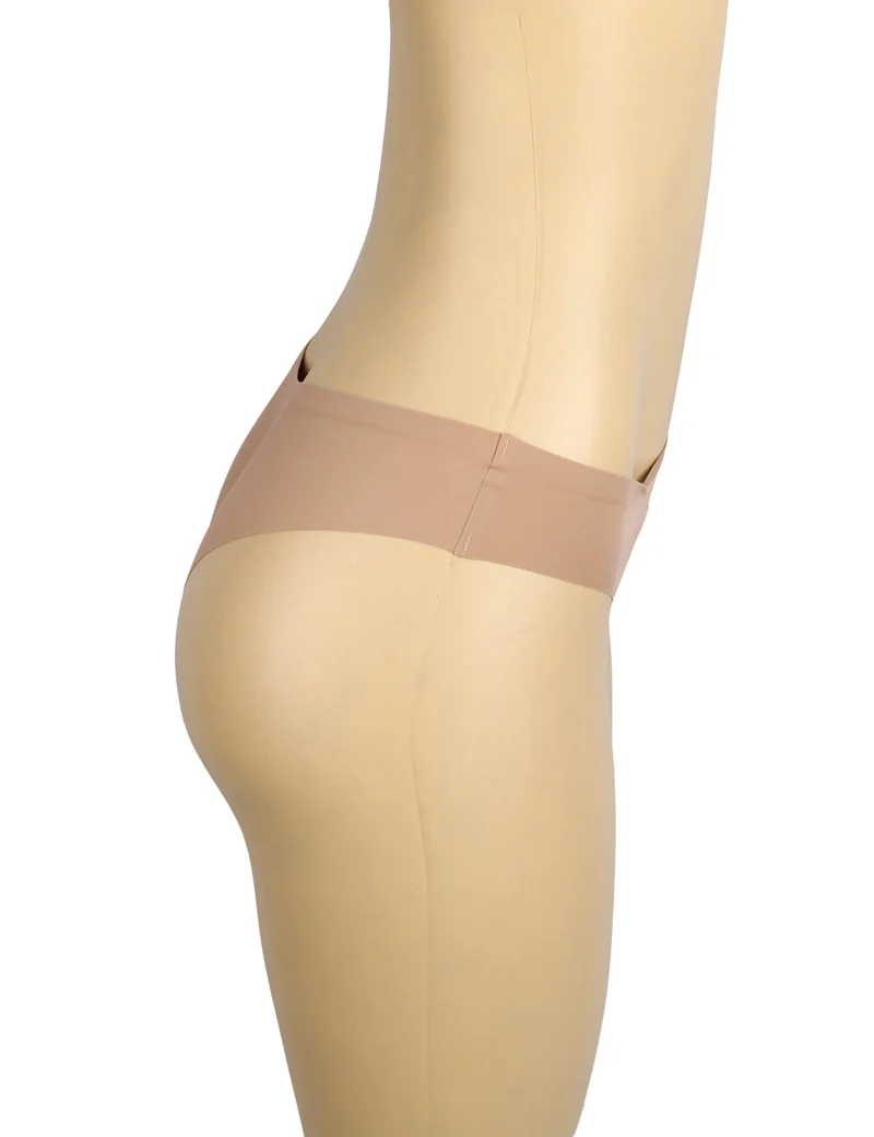 Nahtloser brauner Slip – Dekorativer Ringbund, Nylon-Bademodenstoff & Abschneidbarer Saum