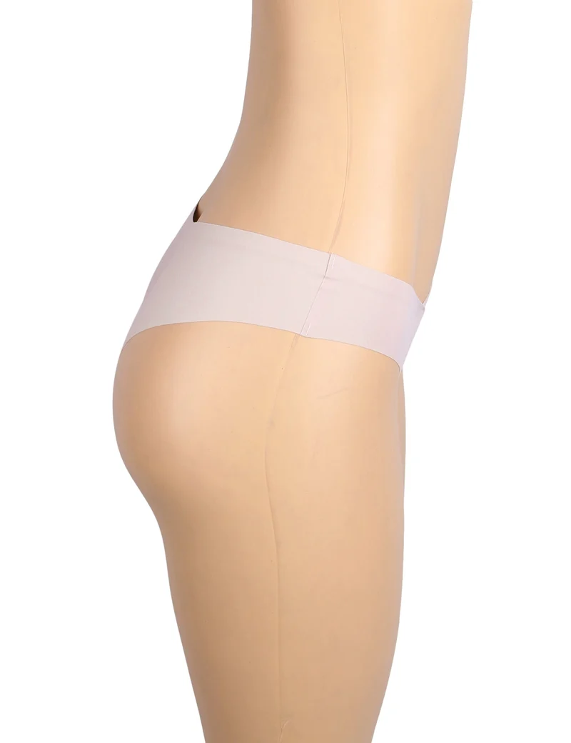 Nahtloser rosa Slip – Dekorativer Ringbund, Nylon-Bademodenstoff & abschneidbarer Saum