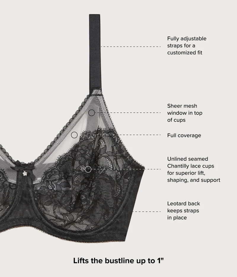Retro Chic Full Figure Underwire Bra Black