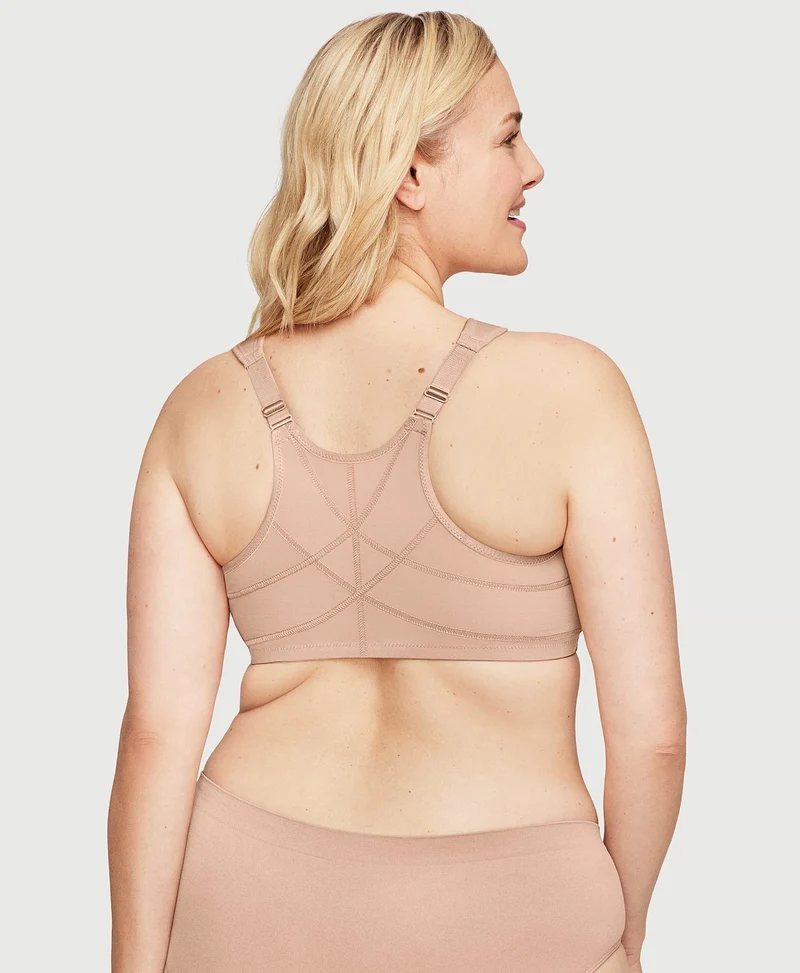Front-Closure Posture Back WonderWire Lace Bra Cafe