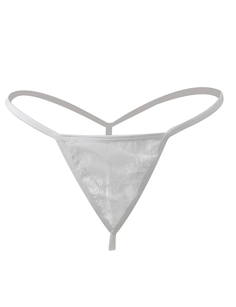 Babydoll aus weißer Wimpernspitze – Weite Ärmel, Knopfleiste, Satinbund und passendes String-Set