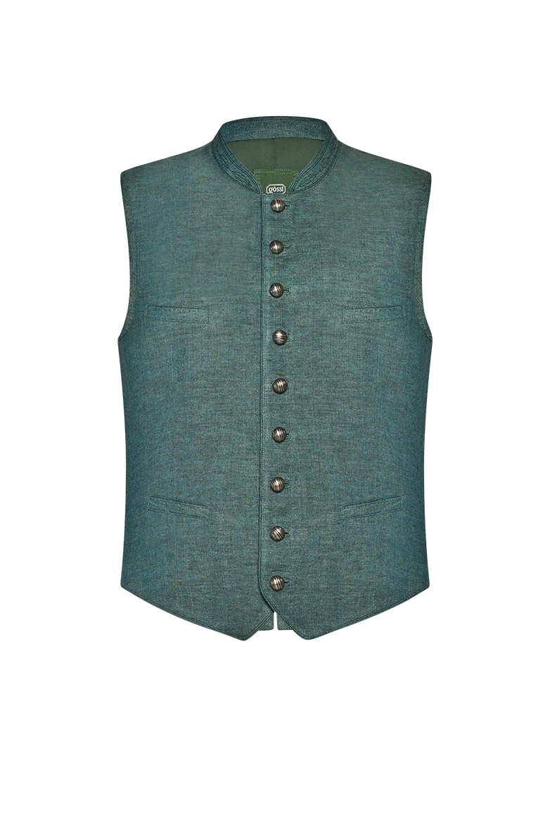 Ausseer Gilet Fischgrat Leinen