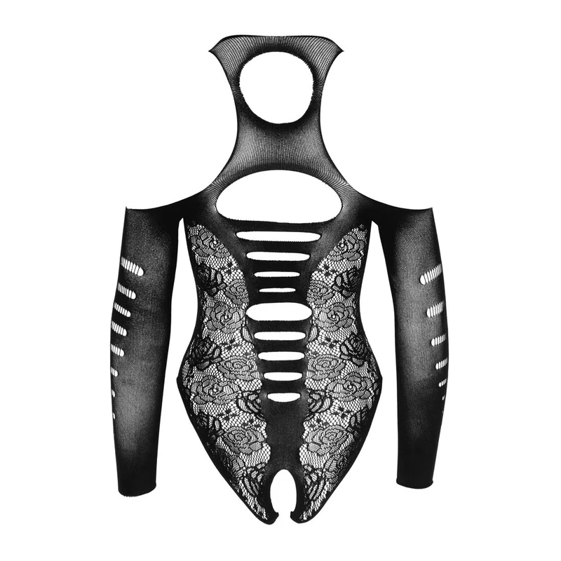 Langarm Body ouvert S-L mit Bindeschleife vorne "Aria"