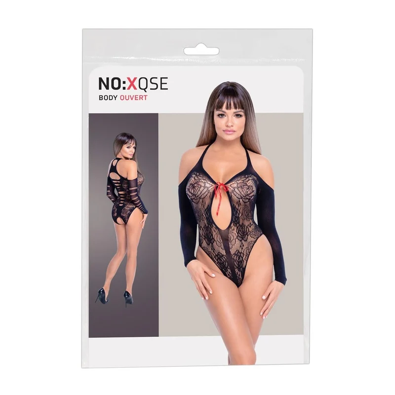Langarm Body ouvert S-L mit Bindeschleife vorne "Aria"