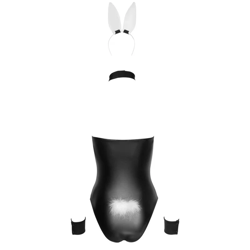 5-tlg. Bunny Kostüm Set S-XL Body mit abnehmbarem Puschel "Nina"