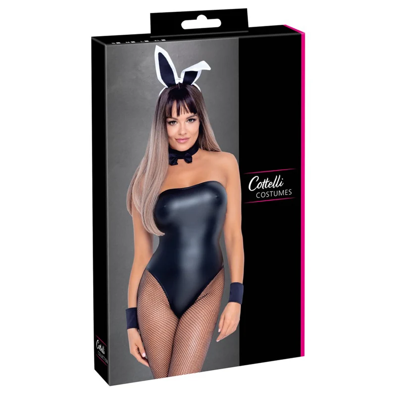 5-tlg. Bunny Kostüm Set S-XL Body mit abnehmbarem Puschel "Nina"