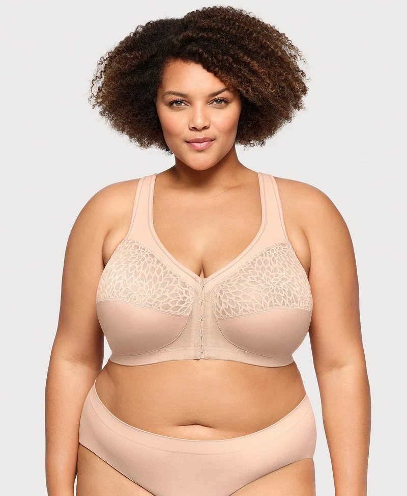 MagicLift Front-Closure Racerback Bra Cafe