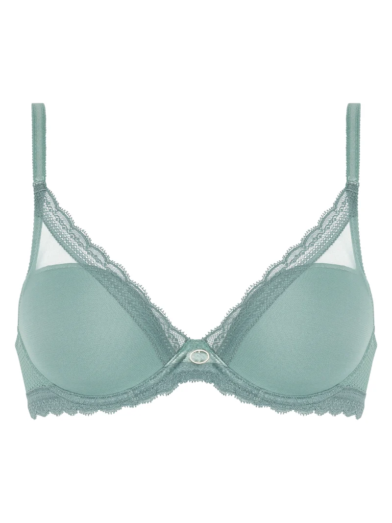 Chantelle – Pariser Charme: Plunge-T-Shirt-BH, Trellis-Grün