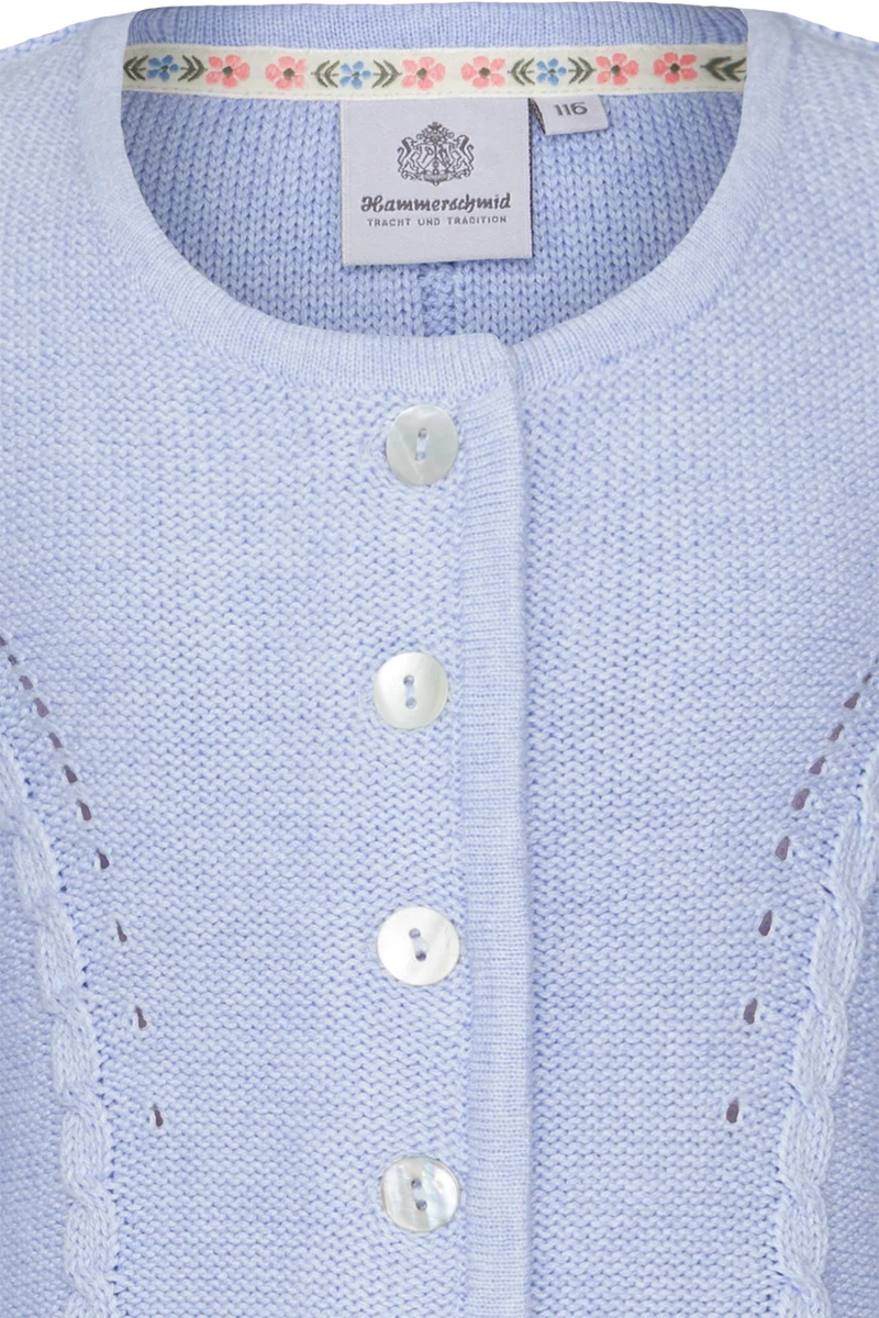 Kinder Trachtenstrickjacke kurz mit Zopfmuster