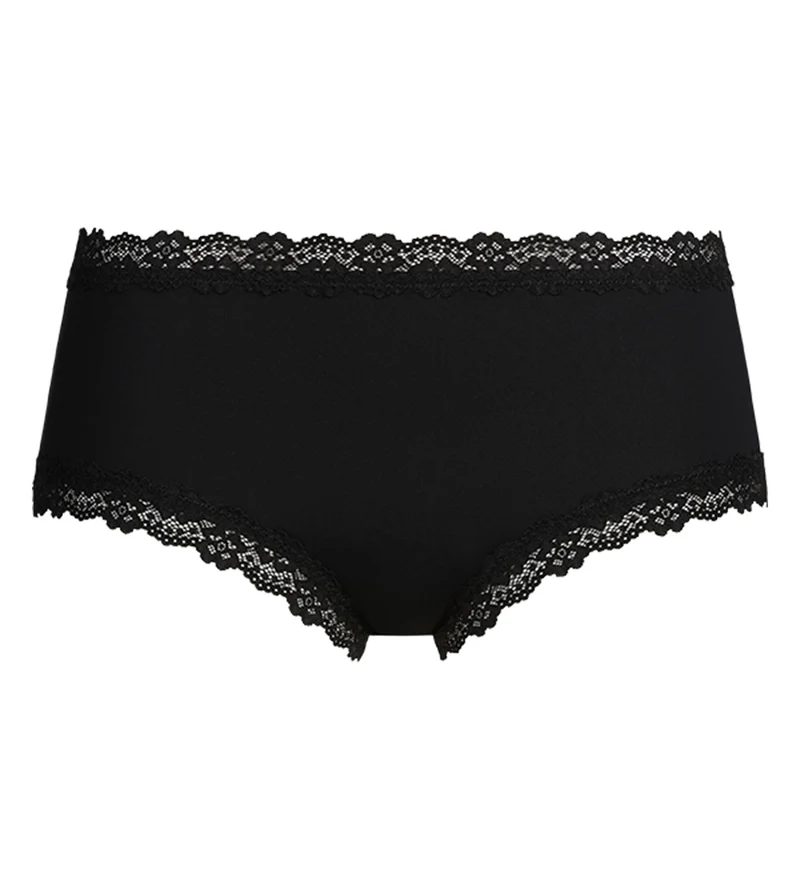 Damen-Boxershorts aus Mikrofaser und Spitze Schwarz Dim