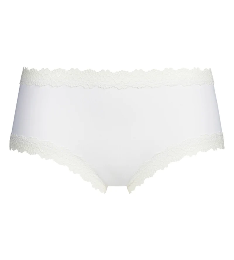 Damen-Boxershorts aus Mikrofaser und Spitze Weiß Dim