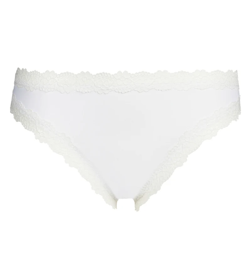 Unsichtbarer Brazilian-Slip für Damen aus Mikrofaser und Spitze Weiß Dim