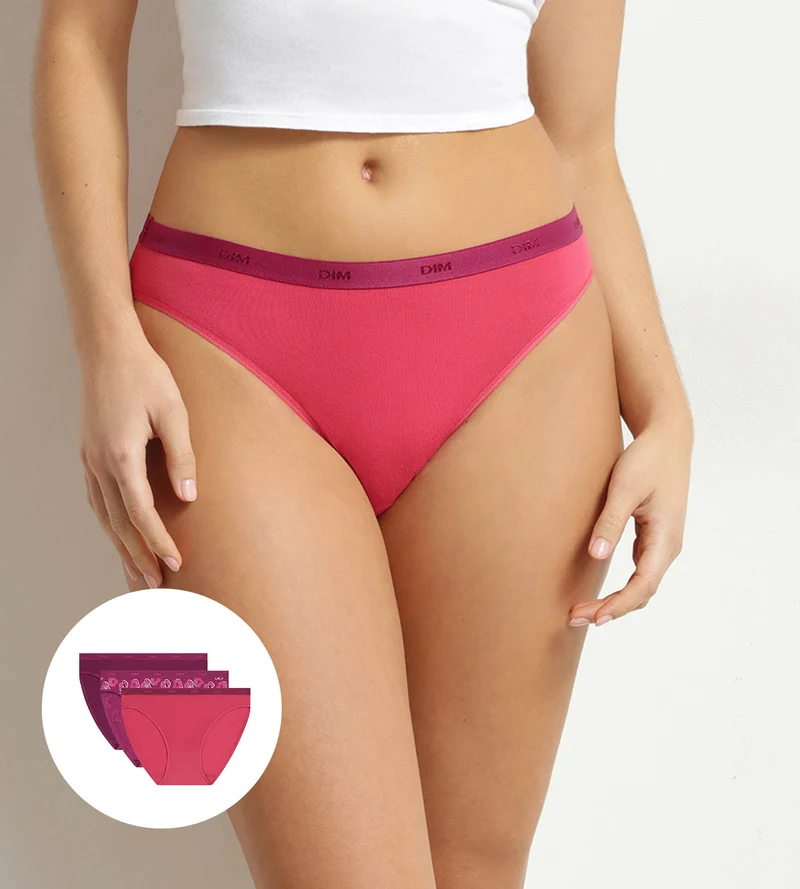 3er-Pack Damen-Slips aus Stretch-Baumwolle Fleurs Rubis von Les Pockets