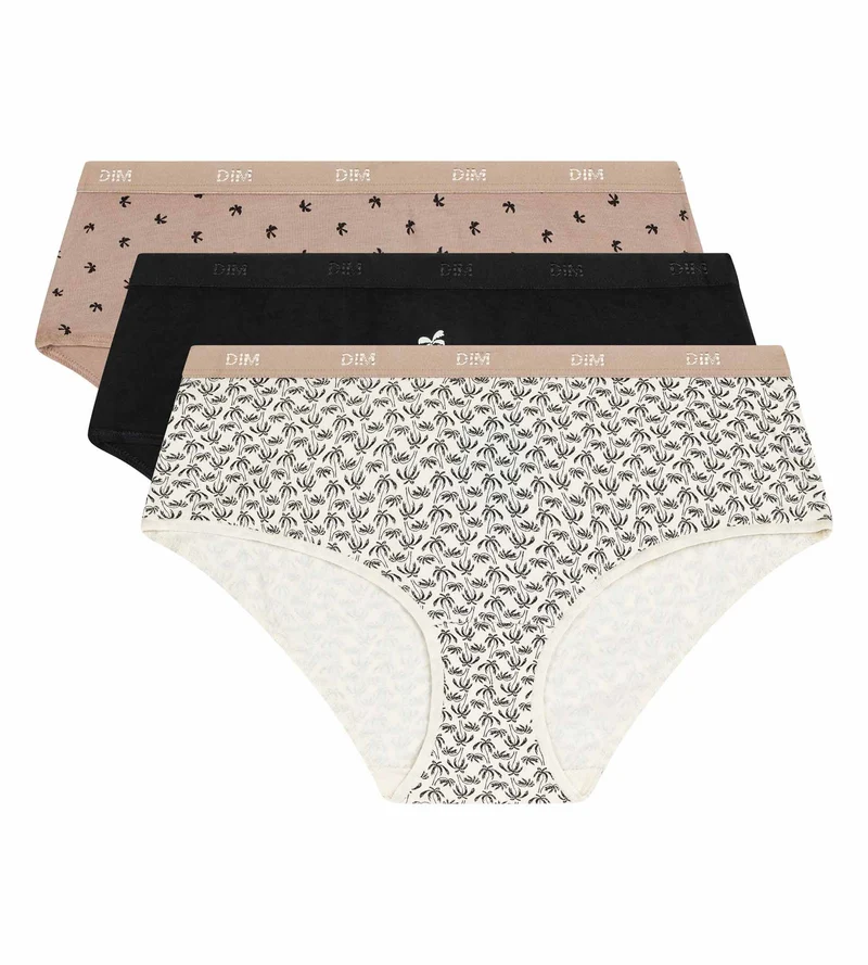 3er-Pack Damen-Boxershorts aus Stretch-Baumwolle mit Palmenmuster Les Pockets