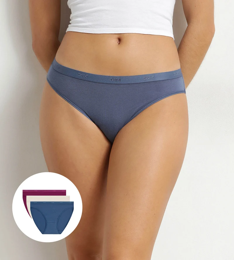 3er-Pack Damen-Slips aus Stretch-Baumwolle in Creme-Grau von Les Pockets Ecodim
